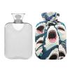 Colorful Cartoon Animal Shark Cute hot Water Bottle with Soft Cover, 2L hot Compress for Arthritis, Neck Shoulder Warmer, bolsas de agua Caliente para Dolores view 2