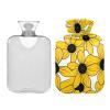 Black-Eyed Susan Simple Line Art Valentinesnes hot Bottle Water Bag with Soft Cover, 2L Warm Water Bottle for Bed for Menstrual Cramps, Neck and Shoulder Pain Relief, Bolsa de calor para Dolor view 2