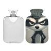 Cartoon Funny Gray Raccoon Cute hot Water Bottle with Soft Cover, 2L hot Water Bag for Tummy Warmer, Neck and Shoulder Pain Relief, Bolsa Caliente para Dolores musculares view 2