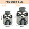Cartoon Funny Gray Raccoon Cute hot Water Bottle with Soft Cover, 2L hot Water Bag for Tummy Warmer, Neck and Shoulder Pain Relief, Bolsa Caliente para Dolores musculares view 3