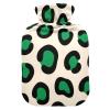 Leopard Print Green Cream Cute hot Water Bottle with Soft Cover, 2L Warm Water Bottle for Bed for Sore Muscle, Sore Muscle, Bolsa para agua Caliente view 1