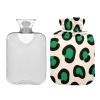 Leopard Print Green Cream Cute hot Water Bottle with Soft Cover, 2L Warm Water Bottle for Bed for Sore Muscle, Sore Muscle, Bolsa para agua Caliente view 2