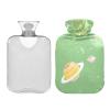Cartoon Illustration Space Soft Green hot Water Bottle with Soft Cover, 2L Water Bottle Bag for Period Cramps, Neck and Shoulder Pain Relief, Bolsa para agua Caliente view 2