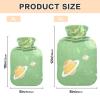 Cartoon Illustration Space Soft Green hot Water Bottle with Soft Cover, 2L Water Bottle Bag for Period Cramps, Neck and Shoulder Pain Relief, Bolsa para agua Caliente view 3