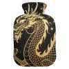Black and Golden Dragon hot Water Bottles with Soft Cover, 2L hot Compress for Tummy Warmer, Pain Relief, compresas calientes para el vientre view 1