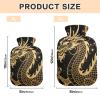 Black and Golden Dragon hot Water Bottles with Soft Cover, 2L hot Compress for Tummy Warmer, Pain Relief, compresas calientes para el vientre view 3