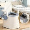 Portable Toilet Seat with Armrests and Lid, Tissue Holder, Easy to Clean, Indoor/Outdoor Use, Two Inner Barrels, No Power Connection Required view 2