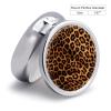 Cool Cheetah Leopard Round Metal Pill Box, 3 Compartments Portable Pill Case Mini Medication Organizer Travel Medication Holder to Hold Vitamins, Medication, Fish Oil view 2