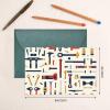 WZYCWB Hands-on Tools Printed Dark Green Pearlescent Paper Holiday Cards 6x4 Inches - With Envelopes for Birthdays, Weddings, and Condolences view 4