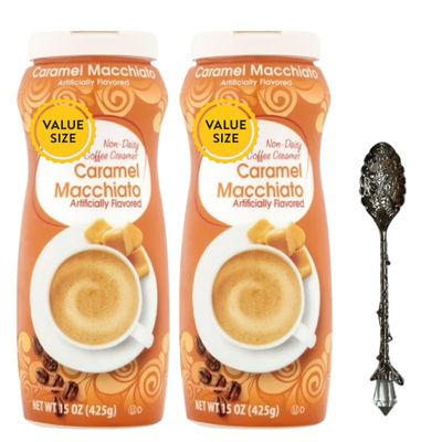 Dumbass Coffee Value Great Caramel Macchiato Non-Dairy Coffee Creamer, 15 oz with Gem Spoon (Caramel Macchiato) Gem Spoon