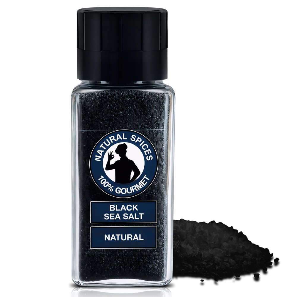 100% Gourmet Hawaiian Black Sea Salt with Grinder, Gourmet Culinary Salt