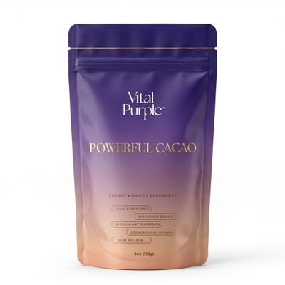 Vital Purple High Flavanol Cocoa Powder - 1900mg Flavanols Per Serving - Organic Raw Cacao Powder - Purple Superfood for Energy & Focus - Fine 25% Fat Powder - Single Origin Ecuador - 6oz