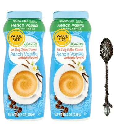 Dumbass Coffee Value Great French Vanilla Sugar-Free Non-Dairy Coffee Creamer, 10.2 oz with Gem Spoon (French Vanilla Sugar-Free) Gem Spoon