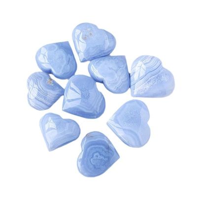CHYIFSHIYM Natural Blue Lace Agate Heart Stone 0.981.97 Inches (2550 g) Polished Crystal Healing Heart Figurine for Energy Balance and Home Dcor