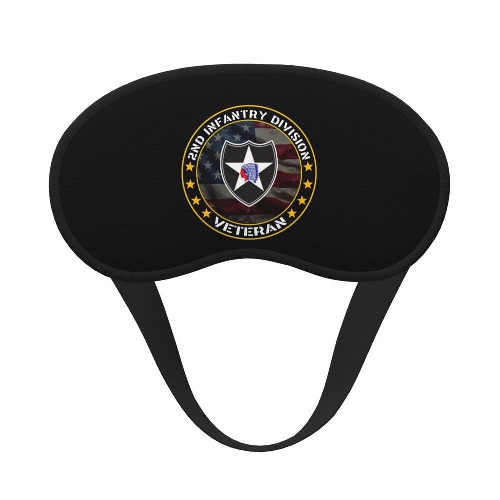 2nd Infantry Division Veteran Polyester Satin 3PCS Blackout Sleep Mask Adjustable Strap Men Women Comfortable Eyeshade Night Travel0