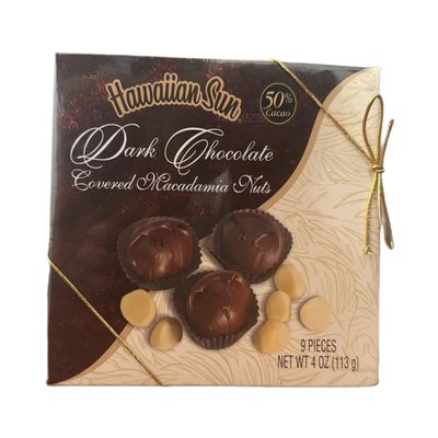 Hawaiian Sun Dark Chocolate Covered Macadamia Nuts 9 Pieces (4 oz / 113 g)