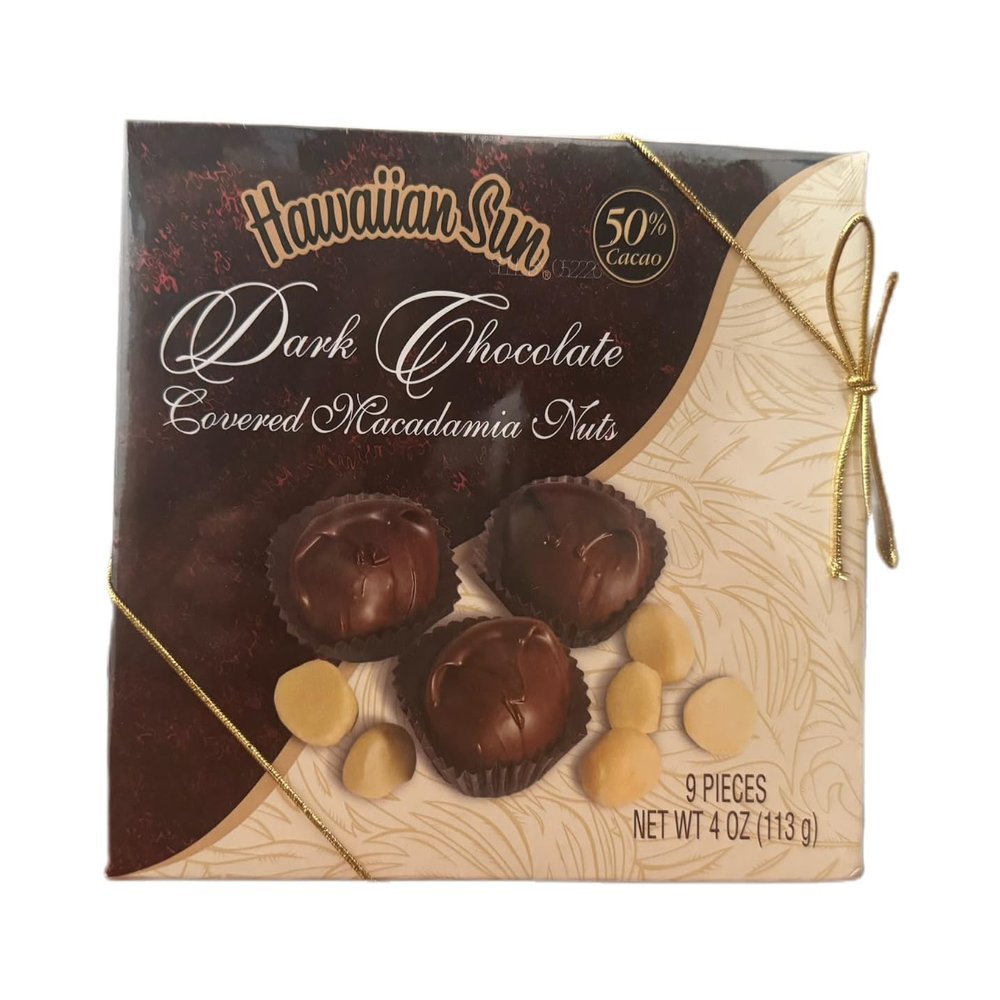 Hawaiian Sun Dark Chocolate Covered Macadamia Nuts 9 Pieces (4 oz / 113 g)