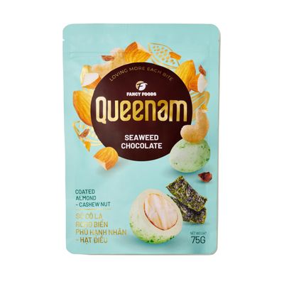 Queenam Premium Vietnamese Chocolate Flavored Nuts Natural Fruit Flavor Healthy Snack with Almond, Macadamia & Cashew (Seaweed)