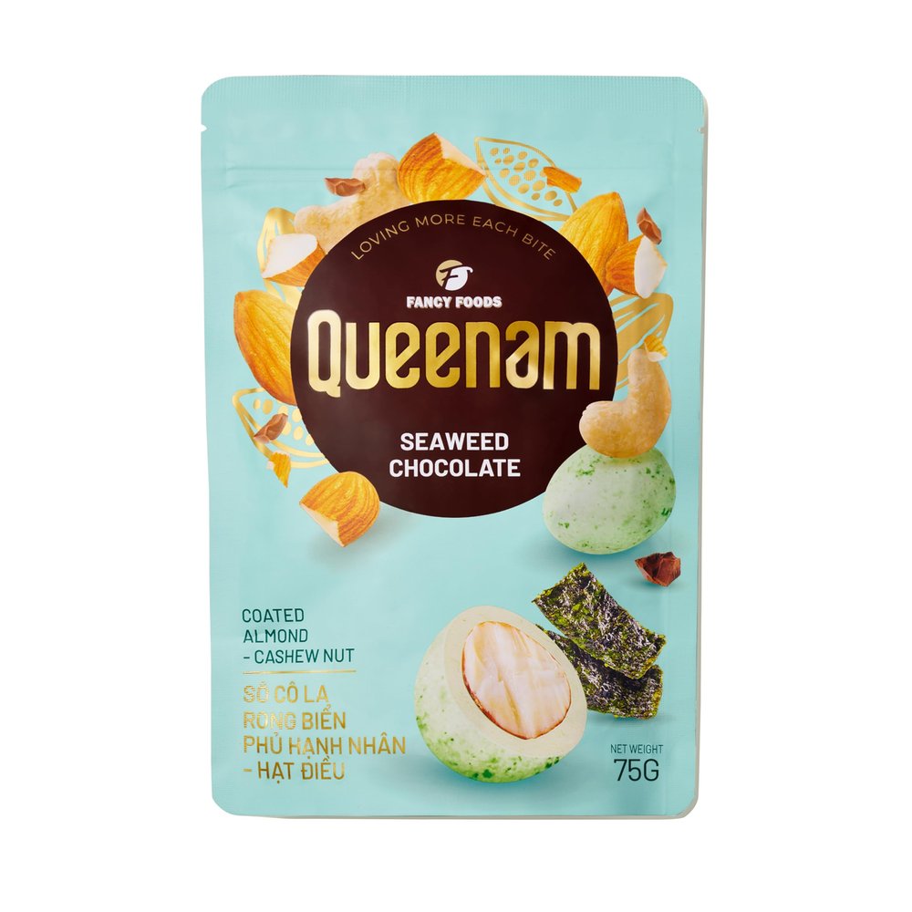 Queenam Premium Vietnamese Chocolate Flavored Nuts Natural Fruit Flavor Healthy Snack with Almond, Macadamia & Cashew (Seaweed)