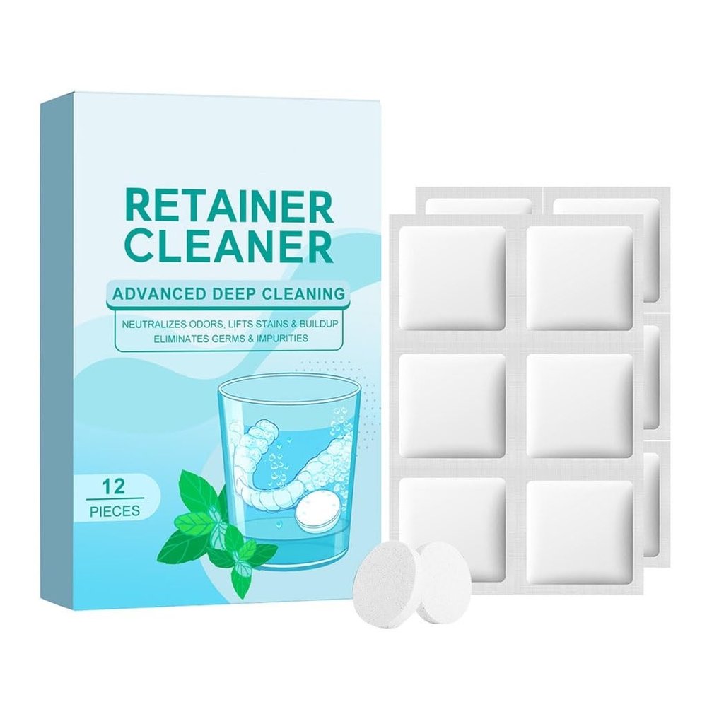 Denture Cleaning Effervescent TabletsAdjusts PH Balance, Enhance Cleaning Power, Soak And Rinse For Easy Use, Suitable For Denture Adhesives(4pcs)