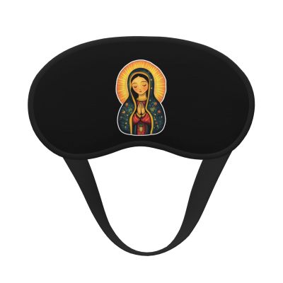 Holly Mary Blessed Virgin Mary Our Lady of Guadalupe Mother of God Polyester Satin 3PCS Blackout Sleep Mask Adjustable Strap Men Women Comfortable Eyeshade Night Travel7