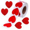 Ngdhkd 500 Pack Valentines Glitter Red Heart Stickers Roll Heart Decorative Labels view 1