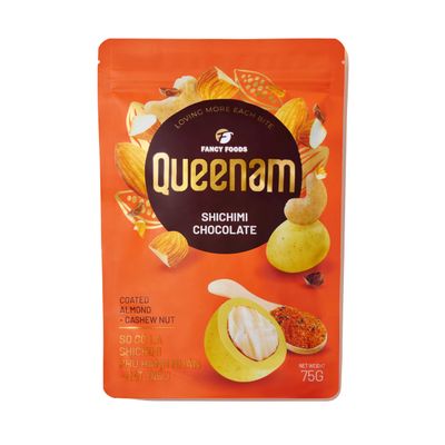 Queenam Premium Vietnamese Chocolate Flavored Nuts Natural Fruit Flavor Healthy Snack with Almond, Macadamia & Cashew (Spicy Shicimi)