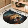 LCLJJDMBM The Roaring Lion Half Round Door Mat Welcome Mat with TPR Backing 24x36 Inch Non Slip Bath Rug Durable Washable Half Moon Rugs for Indoor Outdoor Entrance Kitchen Animal Lion view 2