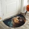 LCLJJDMBM The Roaring Lion Half Round Door Mat Welcome Mat with TPR Backing 24x36 Inch Non Slip Bath Rug Durable Washable Half Moon Rugs for Indoor Outdoor Entrance Kitchen Animal Lion view 3