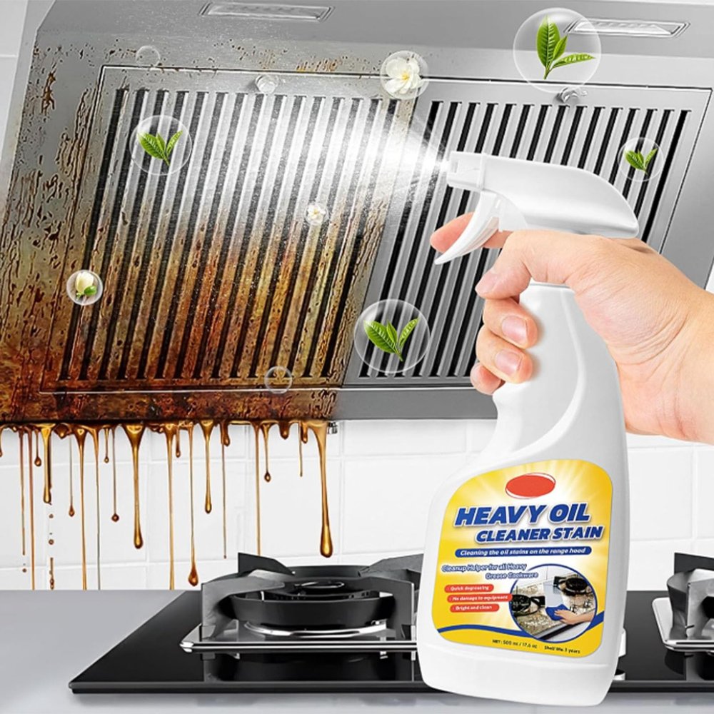 Kuqcco Heavy Oil Cleaner Stain-Effective Multi-Purpose Cleane for Heavy Oil Cleanup with Spray Nozzle Spray for Kitchen, Household, Oven, Stove, Range Hood, Sink (1PCS)