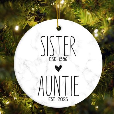 Custom Sister to Auntie Ornament, Personalized Gifts for Future Aunt, Baby Pregnancy Announcement Keepsake, Baby Reveal Gifts for Women, Aunt, Family Christmas Ornaments 2025, Christmas Decorations