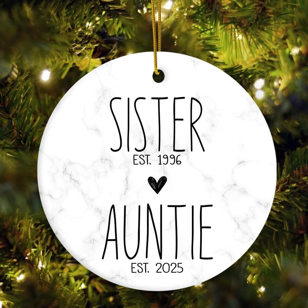 Custom Sister to Auntie Ornament, Personalized Gifts for Future Aunt, Baby Pregnancy Announcement Keepsake, Baby Reveal Gifts for Women, Aunt, Family Christmas Ornaments 2025, Christmas Decorations