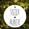 Custom Sister to Auntie Ornament, Personalized Gifts for Future Aunt, Baby Pregnancy Announcement Keepsake, Baby Reveal Gifts for Women, Aunt, Family Christmas Ornaments 2025, Christmas Decorations view 1