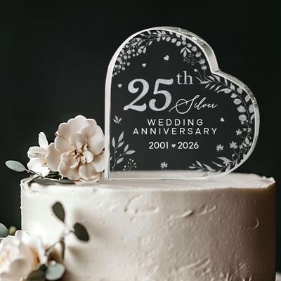 25th Wedding Anniversary Acrylic Cake Topper, 25 th Anniversary Decorations, 25 Wedding Topper, 25 Years Of Marriage Gifts (25th Anniversary 2026)
