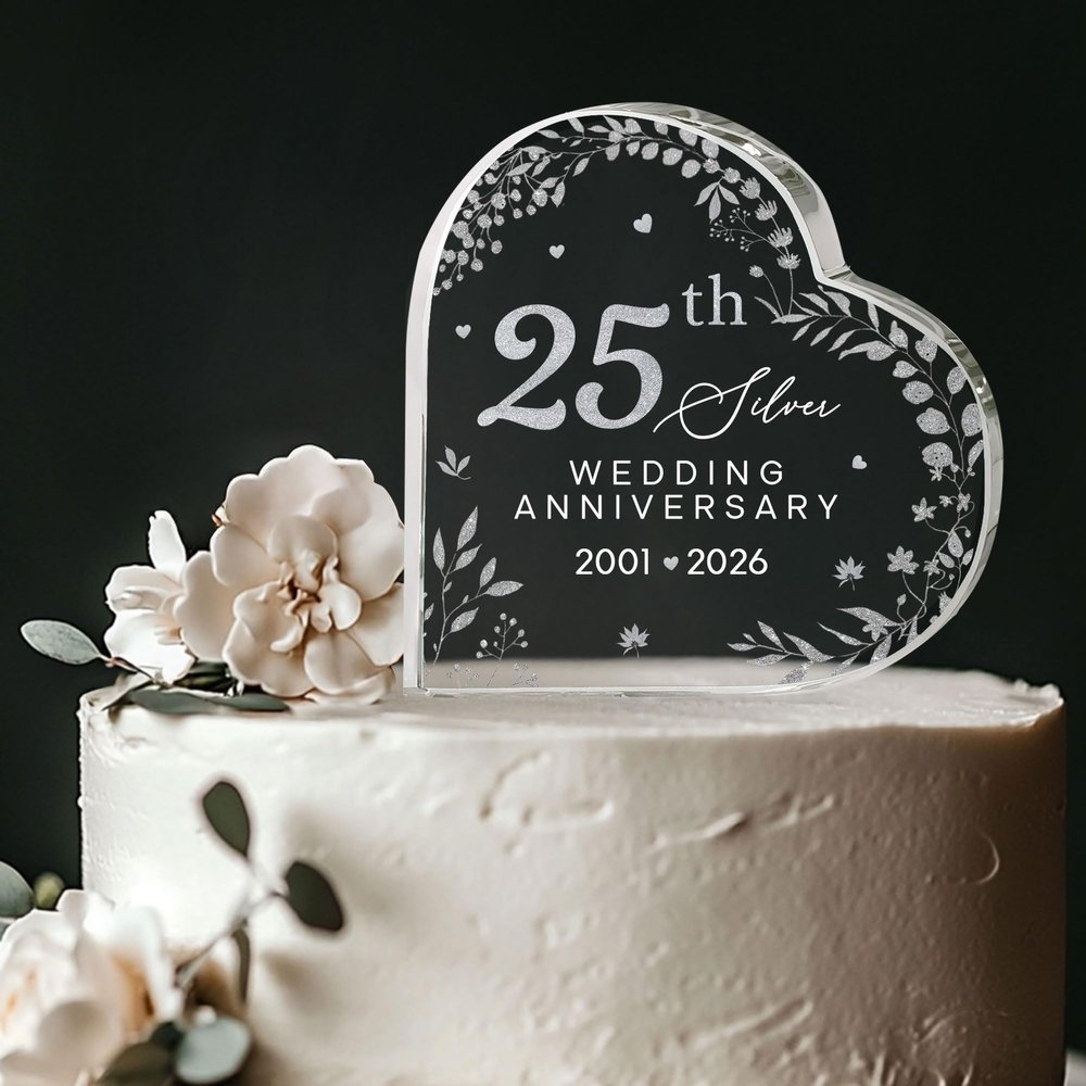 25th Wedding Anniversary Acrylic Cake Topper, 25 th Anniversary Decorations, 25 Wedding Topper, 25 Years Of Marriage Gifts (25th Anniversary 2026)