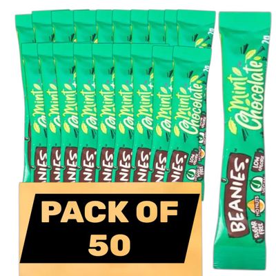 Beanies Mint Chocolate Flavoured Instant Coffee Sticks (Pack of 50 Single Serve Sachets) Refreshing Mint Chocolate Flavour