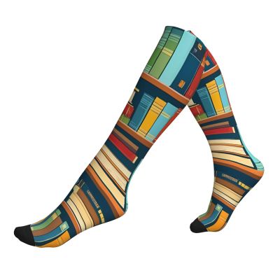 Nuzjahu Bookshelves Full of Books for Compression Socks for Women and Men Best Support for Nurses Running
