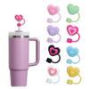Heart Straw Covers Cap for Stanley Cup, Silicone Straw Toppers Lids for Stanley 20/30/40 Oz Tumblers, Reusable Tip Protectors, Dishwasher Safe, Dust-Proof & Splash-Proof (8 Pcs) view 1
