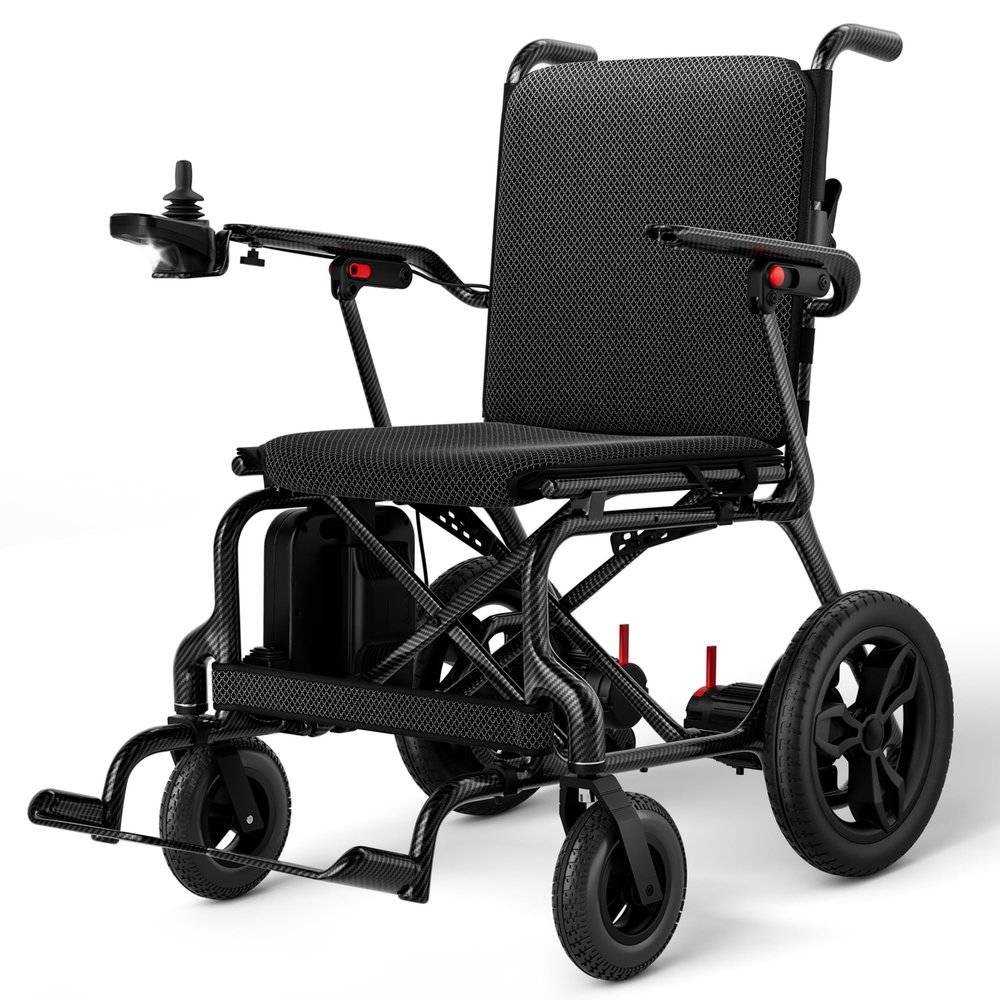 100% Carbon Fiber Electric Wheelchair, Lightweight, Foldable