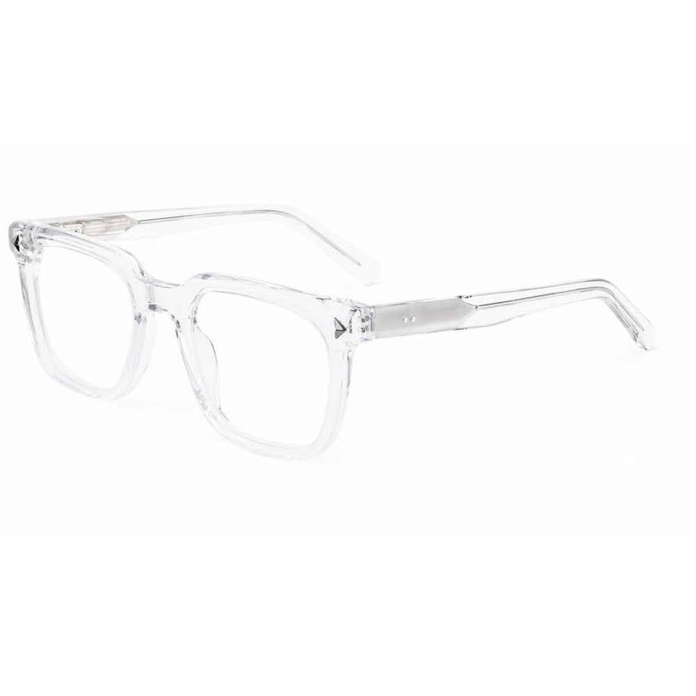 BETSION Retro Fashion Acetate Square Eyeglasses Frames Reading glasses Men Women Vintage 3026 (Crystal White C2, 0.50, x)