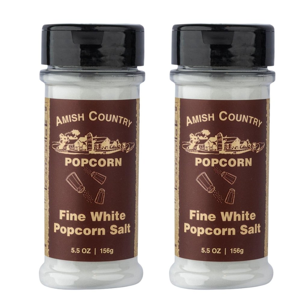 Amish Country Popcorn | 2-5.5 Ounce Bottles | Fine White Popcorn Salt | Old Fashioned, Non-GMO (2-5.5 Ounce Bottles)
