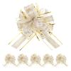 MECCANIXITY 6pcs 8 Inch Large Pull Bows for Gift Wrapping, White Ribbon Bow for Christmas Party Wedding Valentine's Day Presents Gift Baskets Decoration view 1
