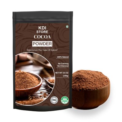 KDI Store Organic Cocoa Powder, 100% Natural, No Coloring or Chemicals, 3.5 Oz (100g)