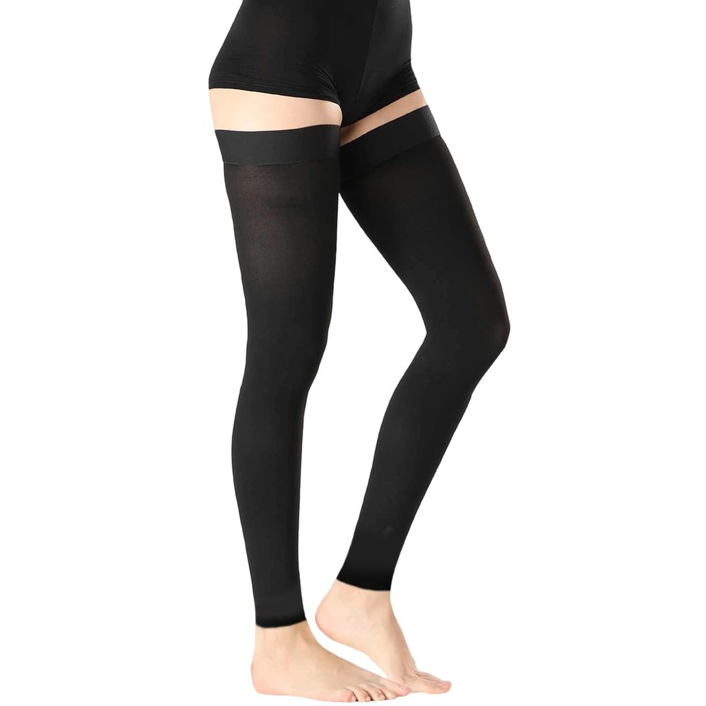 ZOECALA Thigh High Medical Compression Stockings For Women & Men,15-20 mmHg Thigh High Compression Socks,Footless Graduated Support Hose with Silicone Dot Band-Ideal for Varicose Veins,Edema,Swelling
