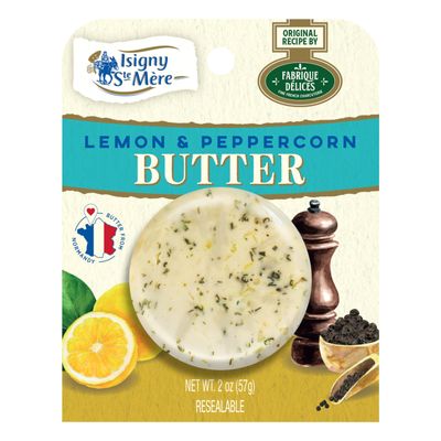 Isigny Sainte-Mre French Lemon Peppercorn Butter - 12 Medallions, 2 oz Each (European-Style, Grass-Fed)