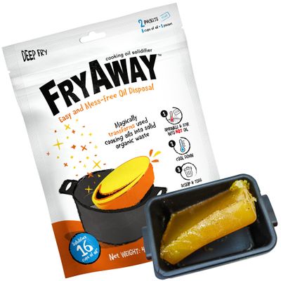 FryAway Deep Fry Cooking Oil Solidifier, Super Value 10-Pack (20 Packets, Solidifies Up to 10 Gallons), Plant-Based Grease Solidifier Powder for Oil Disposal & Kitchen Cleanup, Shark Tank, Made in US
