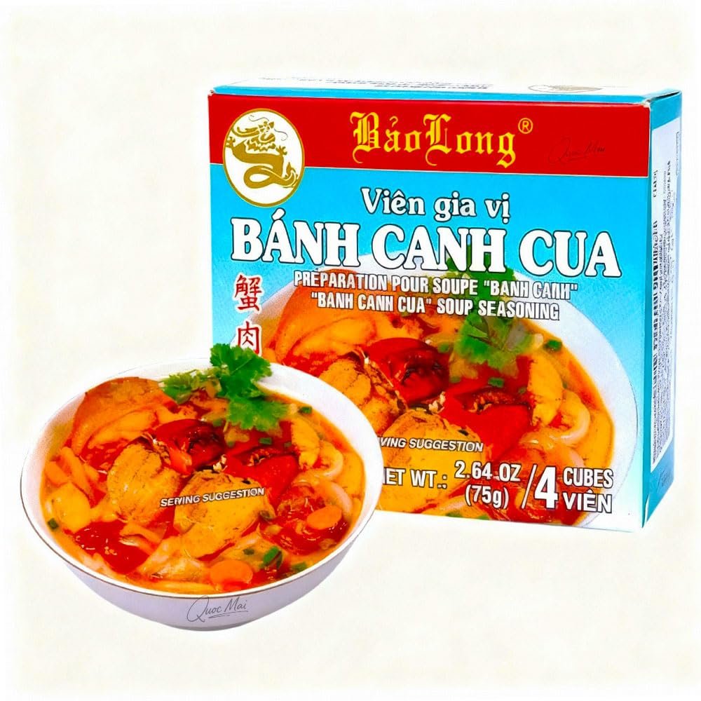 Bao Long Banh Canh Cua Soup Seasoning 2.64 oz (6 pack) Vietnamese Crab Tapioca Noodle Soup Base Authentic Bnh Canh Cua Flavor 4 Cubes