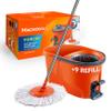 Macromax Force Spin Mop and Bucket Set with 9 Refills Pedal-Activated Wringer System 360 Microfiber Mop for Floor Cleaning Ergonomic Handle Wet or Dry Use Hardwood, Tile & Laminate view 1