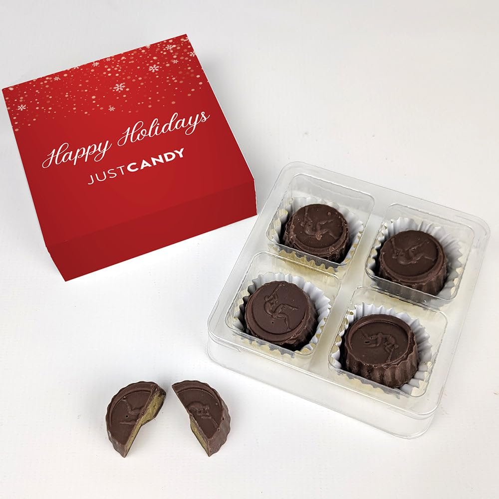 12 Pack Happy Holidays Candy Favor Box With Dubai Milk Chocolate Truffles For Party Favors, Holiday Gifting, Festive Event Giveaways & More by Just Candy