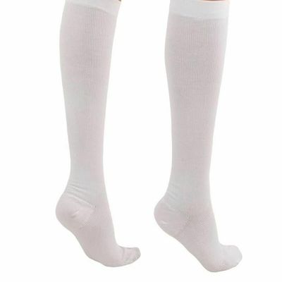 2 Pairs Unisex Calf Leg Foot Support Stockings Spandex Microfiber Blend Component Soft Texture for Aiding Leg Comfort and Active Performance - White, Size L/XL